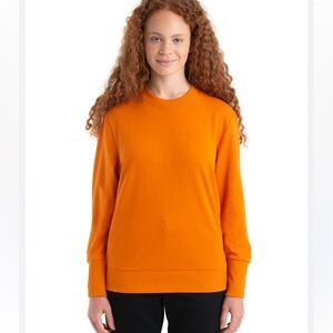 Icebreaker Long Sleeve Sweatshirt Orange Sz XS Cotton/Wool Blend